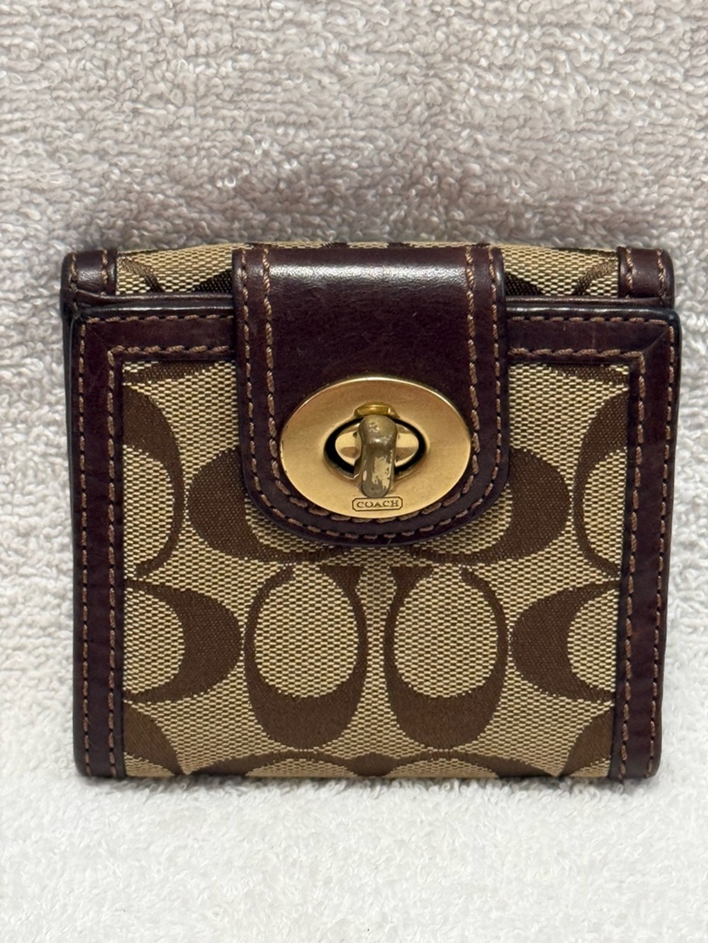 VINTAGE COACH Signature Canvas Bifold Wallet in Brown/Tan